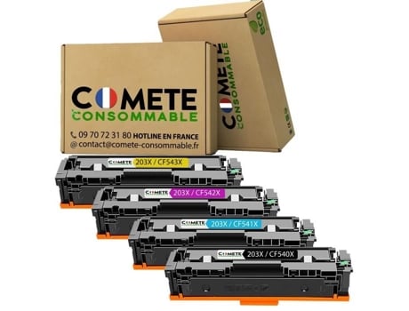 203X 203A Pack 4 Cartuchos de Toner Compatível para Hp 203X 203A Cf540X Cf540A para Hp Color Laserjet Pro Printer COMETE CONSOMMABLE