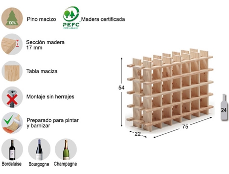 Garrafeira Evolutivo Rioja para 24 Garrafas Pinho Maciço ASTIGARRAGA