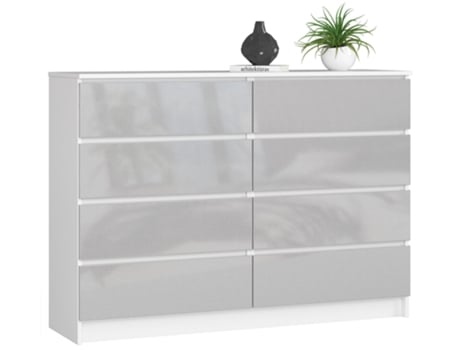 Cómoda Oito Brilho Metálico 3XE LIVING Painel de partículas Branco (99x138x40)