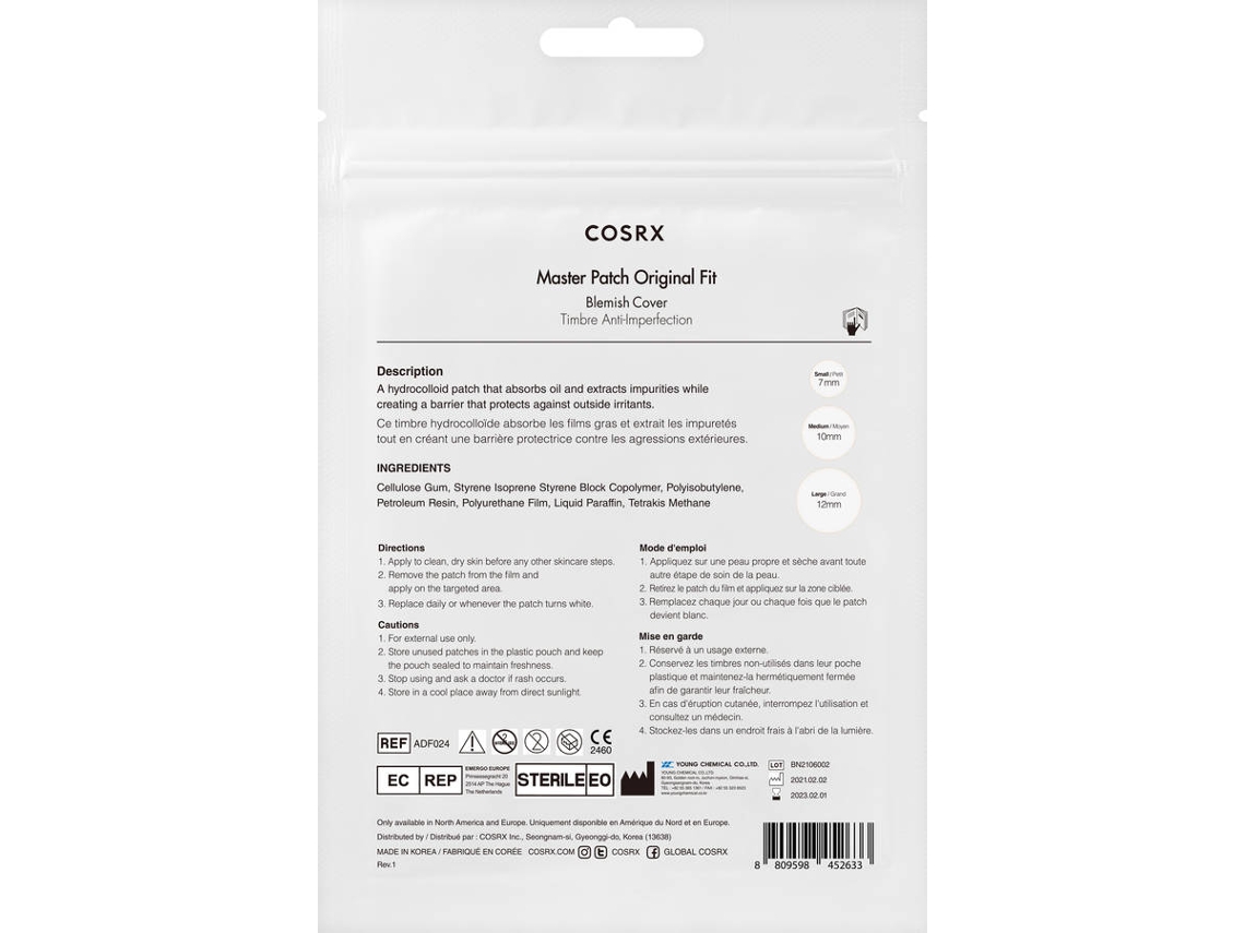 Cosrx Clear Fit Master Patch adesivo de limpeza para pele