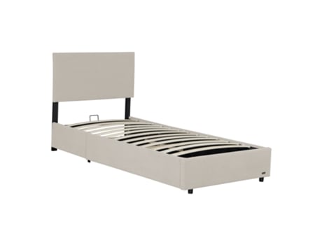 Cama estofada Juva Cord com estrutura de ripas 90x200 cm - Bege Corium