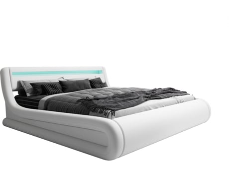 Cama de Casal  (226x182x83,5 cm - Melamina - Branco)