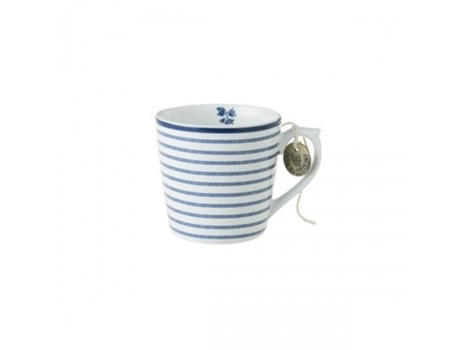 Caneca LAURA ASHLEY Candy Stripe (24cl - Azul e Branco - Porcelana - 10.6x8x7.5 cm -  Un)