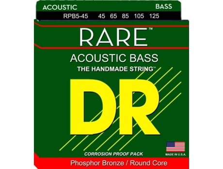 Jogo de Cordas Baixo Acústico DR RPB5-45 Rare (.045 - .065 - .085 - .0105 - .0125 - Bronze)