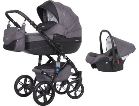 Carrinho de Bebé Individual  Brano Natural + Carlo Isofix Ready Carbon