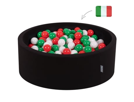 Piscina de Bolas com Bolas Coloridas 90X30Cm/300 Bolas 7Cm para Bebés e Crianças Redondas Itália:Verde/Branco/Vermelho KIDDYMOON