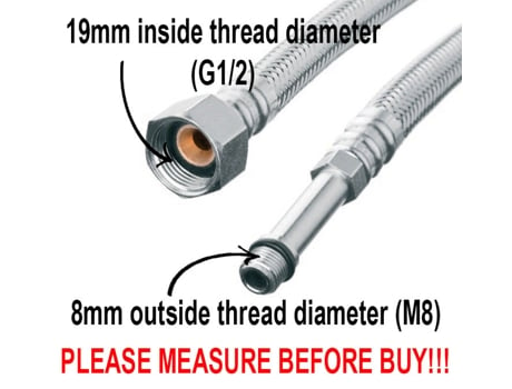 Mangueira Flexível de 30cm para Conector de Torneira Monocomando de Cozinha, Conector M8 x 1/2 Polegadas BSP, Tubo de Água