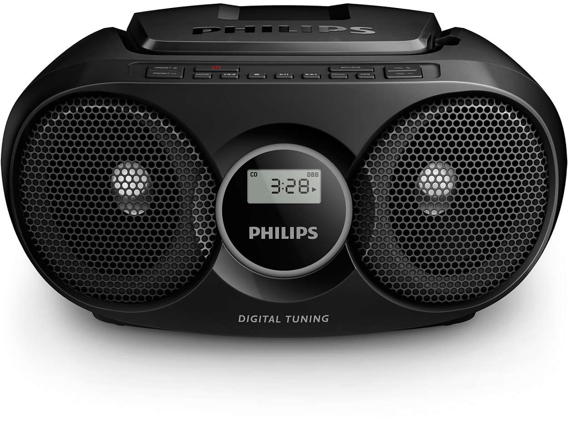 Rádio Boombox Cd Philips Az215b12 Preto Digital Fm Pilhas E Corrente Wortenpt 6644