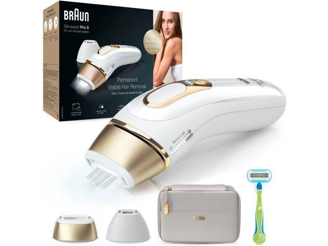 Depiladora de Luz Pulsada Braun Silk-expert Pro 5 PL5145 IPL para  Multi-Zonas - Branco e Prateado · El Corte Inglés