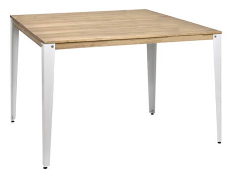 Mesa de Refeição BOX FURNITURE Lunds (Branco - Madeira e Aço - 160 x 80 x 110 cm)