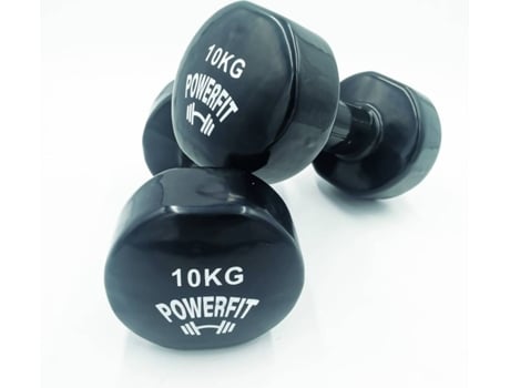 Halteres POWERFIT Extremidade Plana Preto (10 Kg)