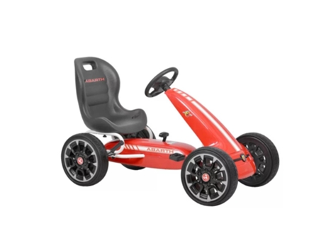 Kart HECHT Abarth de Pedais Vermelho P/ Crianças dos 3-7Anos com Licença Oficial Assento Ajustável Travão de Mão Rodas de Borracha Carga Máx. 25Kg