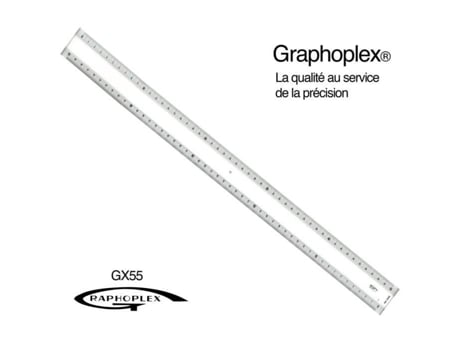 Régua transparente 2 chanfros brancos relevo 50 cm - Graphoplex cor