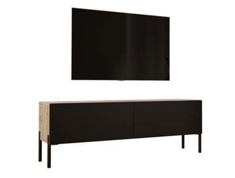 Armário de Tv com Largura 140 Cm Carvalho Wotan / Preto Fosco com Pés Pretos D: C: 140 Cm L: 52 Cm D: 32 Cm. Armário de Tv Mesa de Tv 3XELIVING