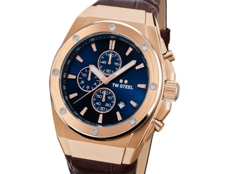 Relógio Masculino Couro Real Marrom Ce4106 TW-STEEL