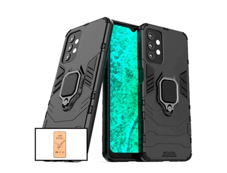 Kit Vidro Temperado Ceramica Full Cover + Capa 3X1 Military Defender para Samsung Galaxy A52 5G