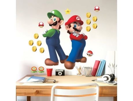 Adesivos Letras Adesivas ROOMMATES Rmk5223Gm Giant Super Mario Bros. e Luigi Reposicionável