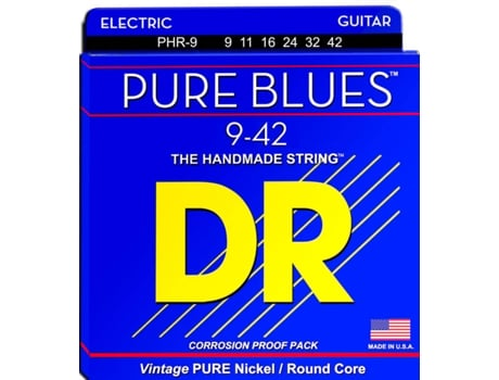 Jogo de Cordas Guitarra Elétrica DR PHR-9 Pure Blues (.009 - .011 - .016 - .024 - .032 - .042 - Níquel)