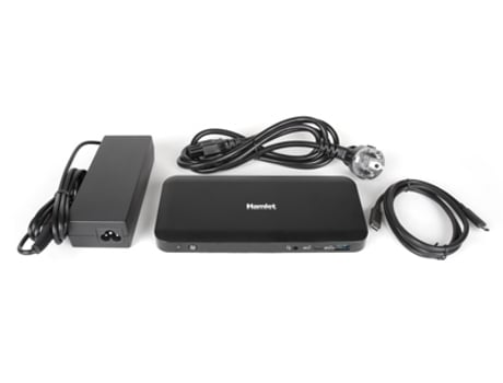 Base para laptop HAMLET Hdocks600C e replicador de porta com fio USB 3.2 Gen 2 3.1 Gen 2 Type-C preto