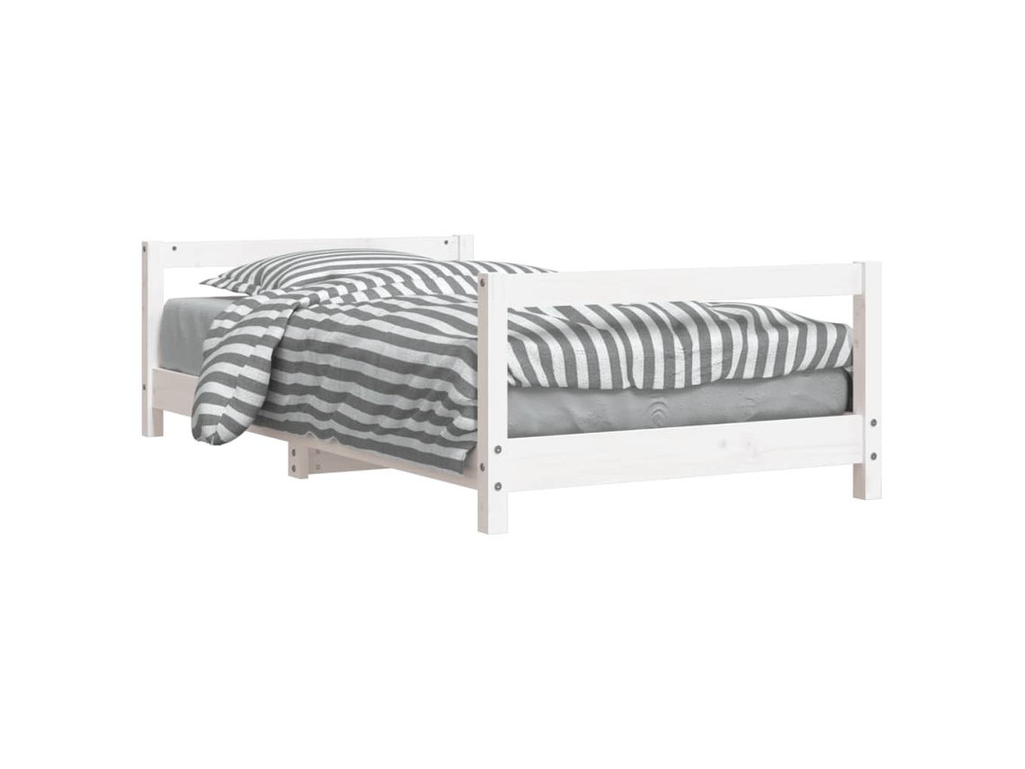 Estrutura de Cama para Crianças 80x160 cm Pinho Maciço Branco