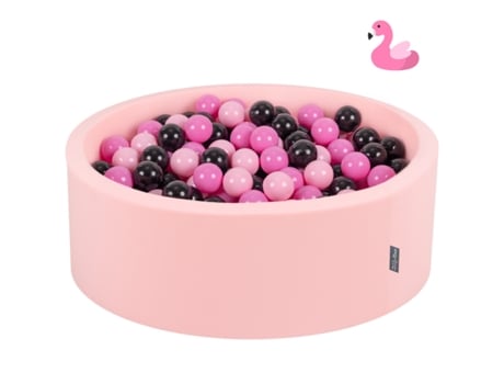 Piscina de Bolas com Bolas Coloridas 90X30Cm/300 Bolas 7Cm para Bebés Crianças Redondas Flamingo:Rosa/Pó Rosa/Preto KIDDYMOON