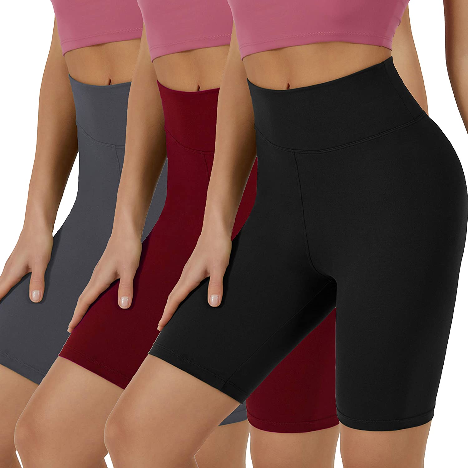 Acessórios Desporto 3Pcs-Calças Hip Lifting-Xxl-Pretocinza Escurovinho  Shorts De Motociclista Mulheres Shorts De Treino De Cintura Alta JEIIBRZUI