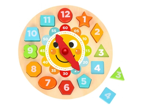 Jogo Educativo TOOKY TOY Puzzle Relógio em Madeira  (Idade Mínima Recomendada: 36 meses)