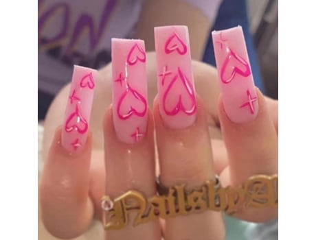 Caixa de Adesivos para Unhas em Estilo Coração Rosa Modelo Jp1343