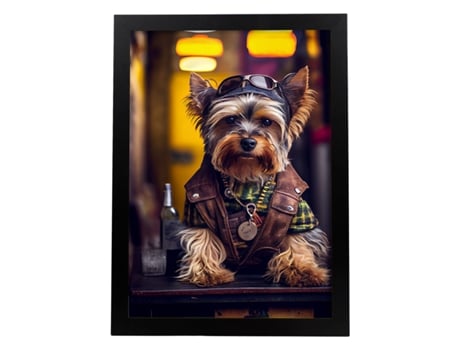 NACNIC Yorkshire Racional Terrier Em Estilo De Fotografia Em Cores Ilustrações Engraçadas Realistas De Animais Com Roupas Humanas A4 Quadro Preto