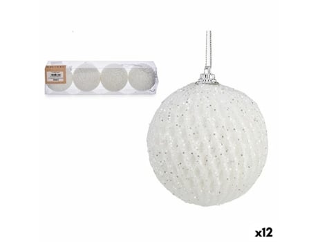 Conjunto de Bolas de Natal Branco Poliestireno 12 Unidades