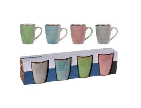 Tazas mug loza 36 cl 4 piezas surtidas lote 4