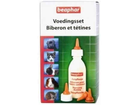 Biberão para Cães, Gatos e Roedores BEAPHAR (Biberão + 4 tetinhas + Escovilhão) (Branco - 35ml - 35ml)