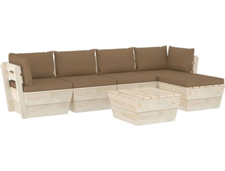 Conjunto de Jardim  Lounge 3063512 (Cinzento Acastanhado - Madeira - 60x60x65 cm - 6 Peças)