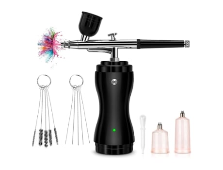 Massajador Facial Massageador Facial com Compressor Portátil Sem Fio Pistola de Ar Conjunto para Modelo de Decoração de Bolo Tatuagem Preto AUJEZON