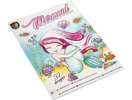 Livro de Colorir com Brilhantes e Stickers Sereia