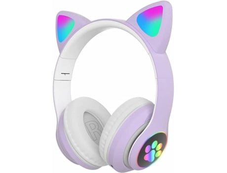 Auscultadores Bluetooth  Orelha de gato dobrável com luz led sem fio para crianças