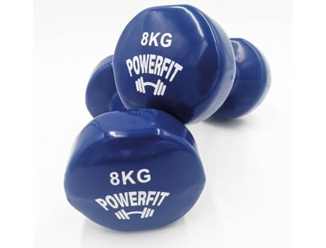 Halteres POWERFIT Extremidade Plana Azul (8 Kg)