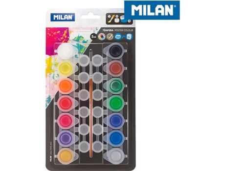 Blister MILAN 14 Potes Tempera 5Ml + 12 Potes de Mistura E Pincel