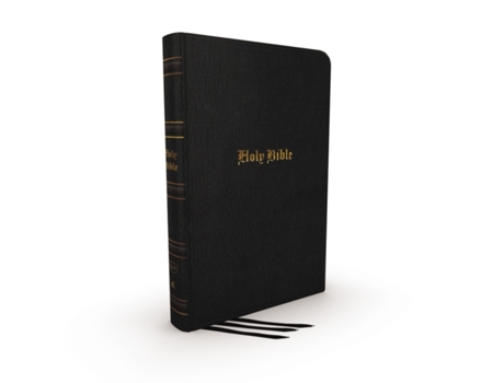 Livro kjv, thinline bible, large print, genuine leather, black, red letter, thumb indexed, comfort print de thomas nelson (inglês)