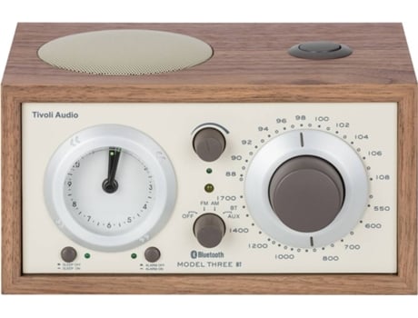 Rádio Despertador  AUDIO Model Three Classic (Nogueira - Analógico - Função Snooze - Corrente)