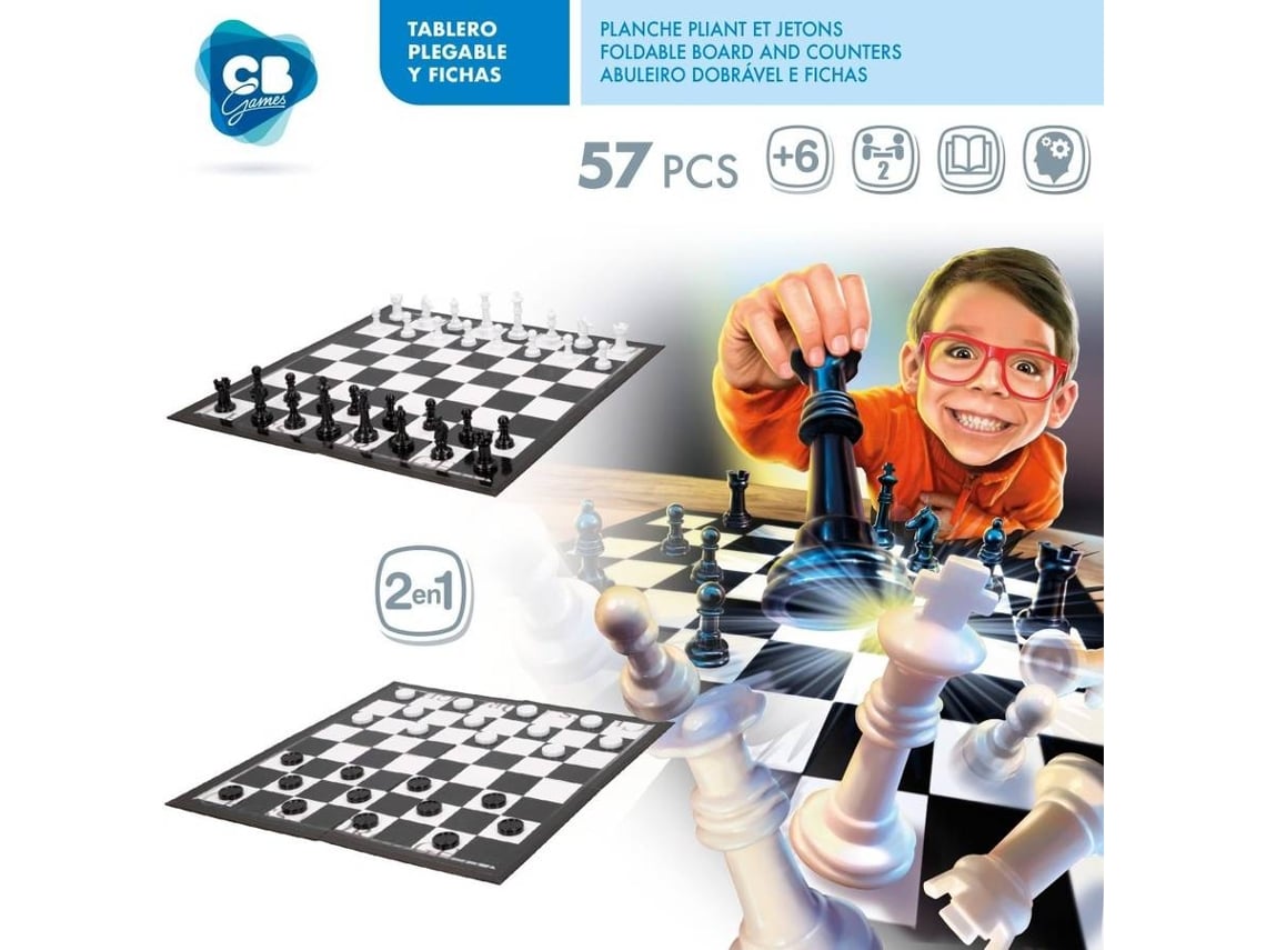 Jogo de xadrez CB TOYS e damas dobrável