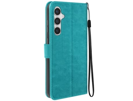 Capa com Cordão Aba Proteção Pulso para Samsung Galaxy S25 MAYAXESS Pele Azul