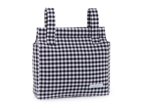 Bolsa organizadora para carrinho de bebê MI BOLLITO Preto Vichy 10 x 35 x 35 cm