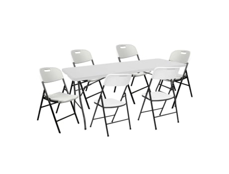 Conjunto de Mesa Dobrável 180cm e 6 Cadeiras com Asa Catering O91