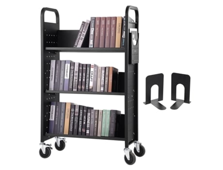 Carrinho de Livros VEVOR Carrinho de Biblioteca de 330 Libras Carrinho de Livros Rolantes de 31 1Inch X 15 2Inch X 49 2Inch