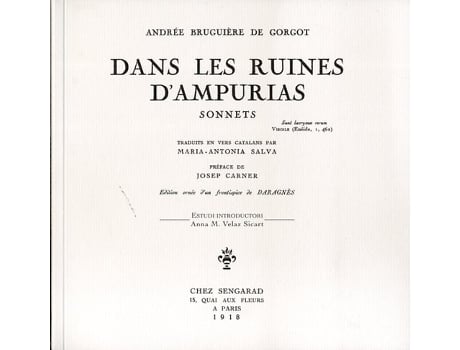 Livro Dans Les Ruines DAmpurias de Andrée Bruguière De Gorgot (Espanhol)