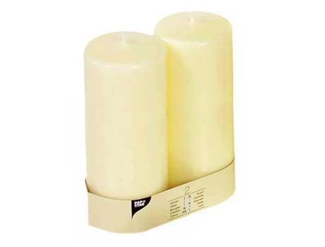 Velas Decorativas Cilíndricas Ø 80mm Altura 22 cm em Marfim 2Un