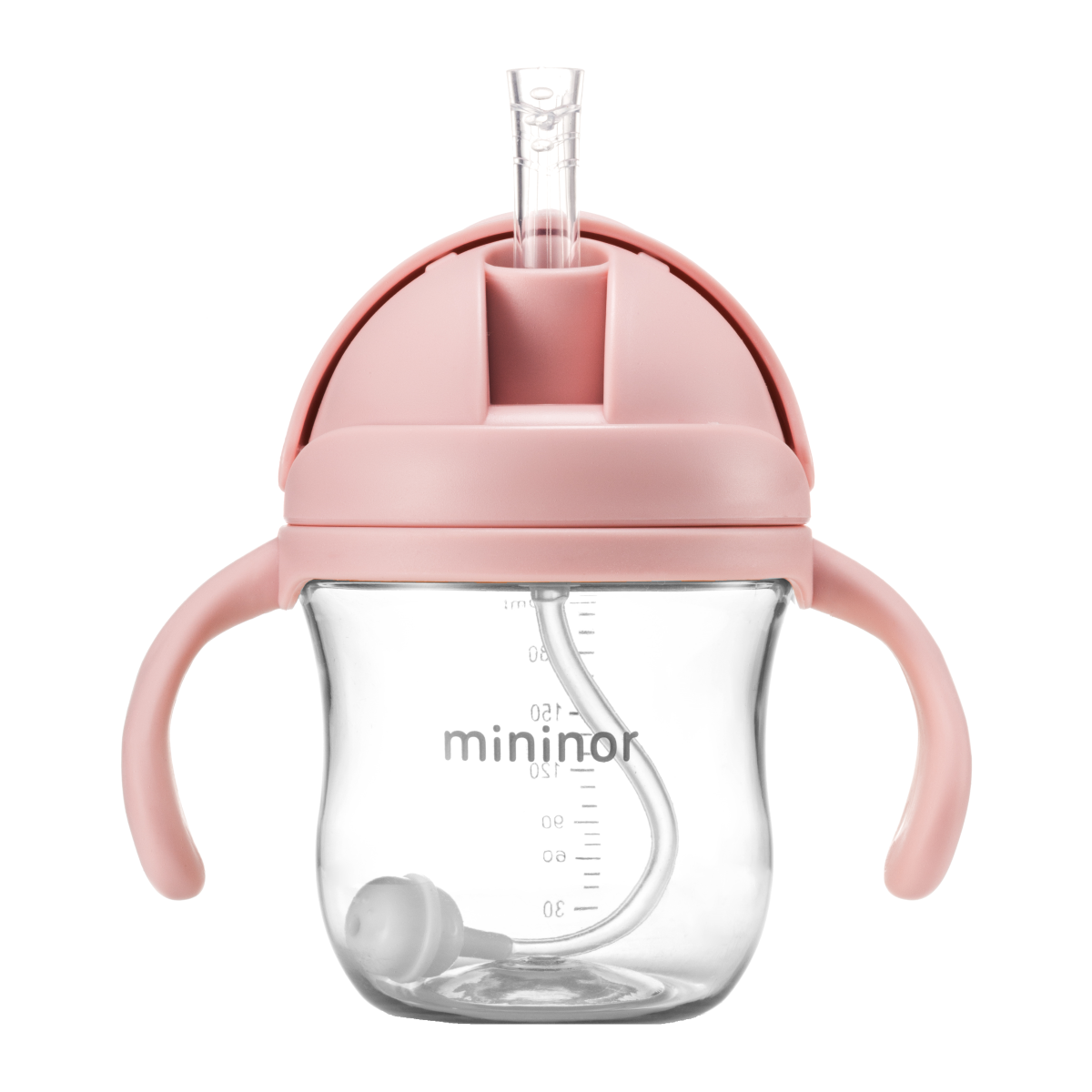 Biberão MININOR Straw Bottle Tritan Rose 220 ml