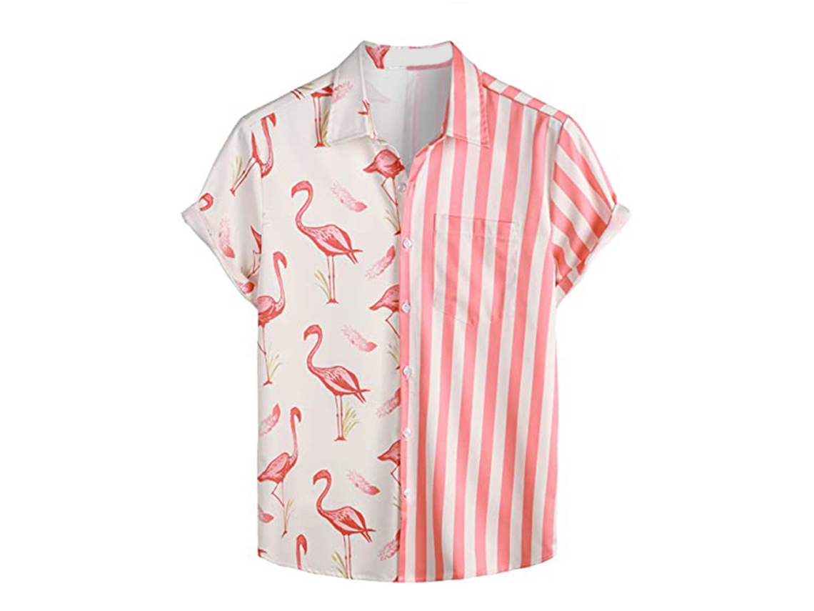 Camiseta masculina moda camisa lazer praia havaiana manga curta