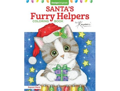 Livro santa's furry helpers coloring book de kayomi harai (inglês)